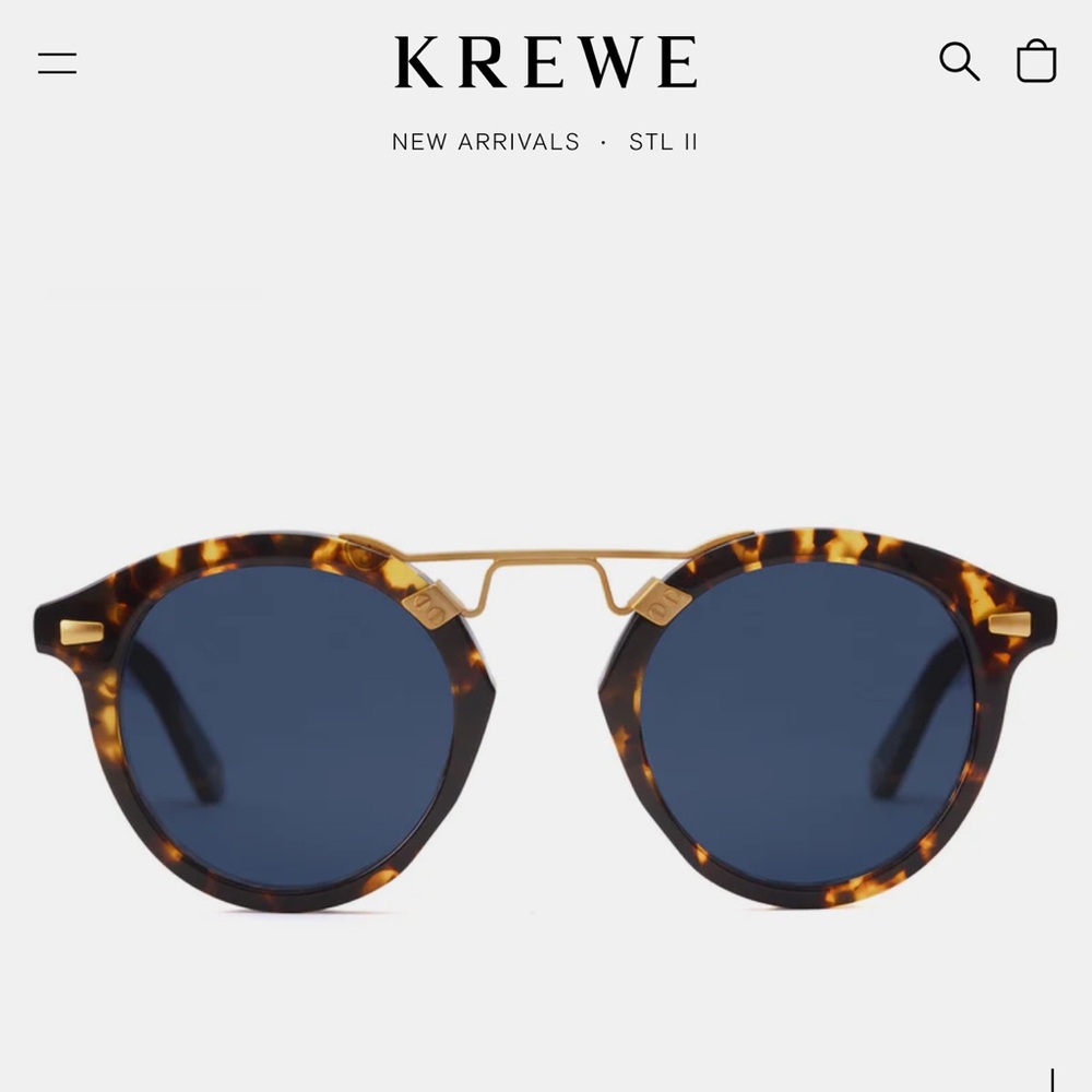 KREWE STL Tortoise Shell Sunglasses with Blue Lenses
